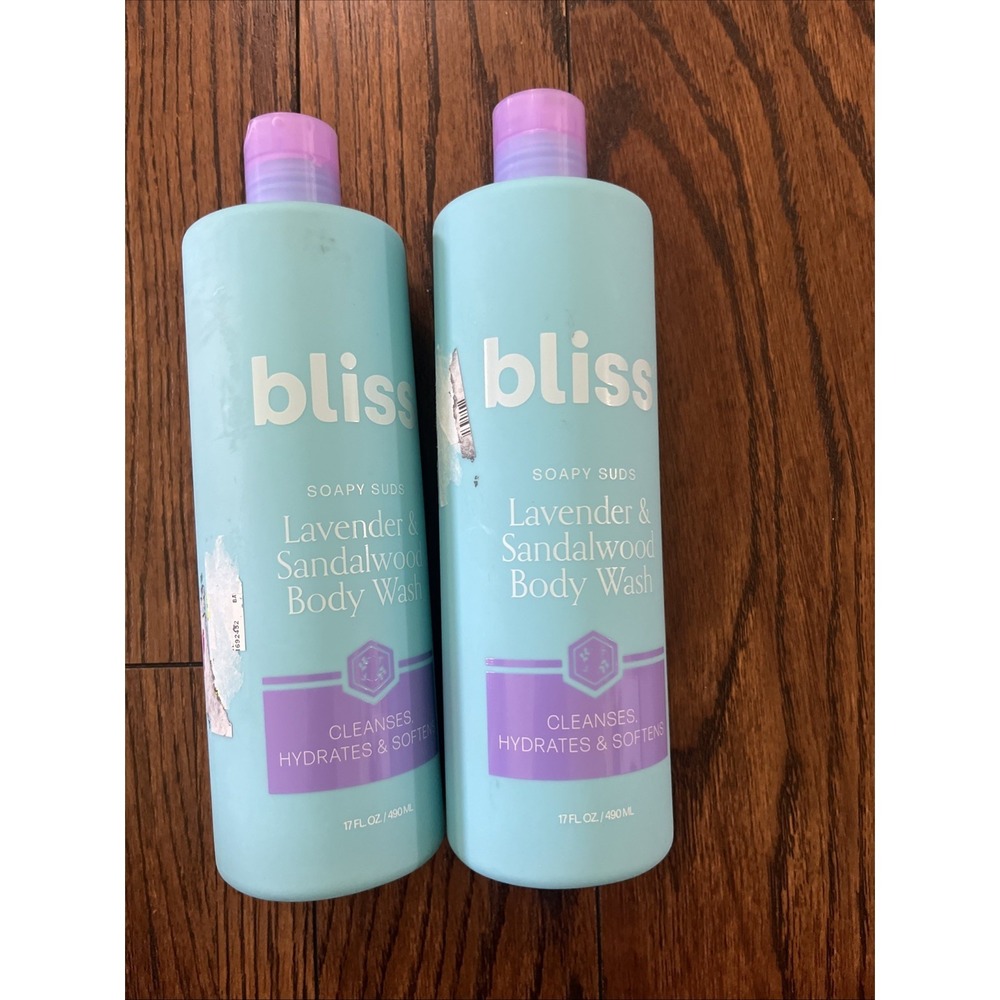 Bliss Soapy Suds Lavender & Sandalwood Body Wash Sealed 17oz Lot Of 2